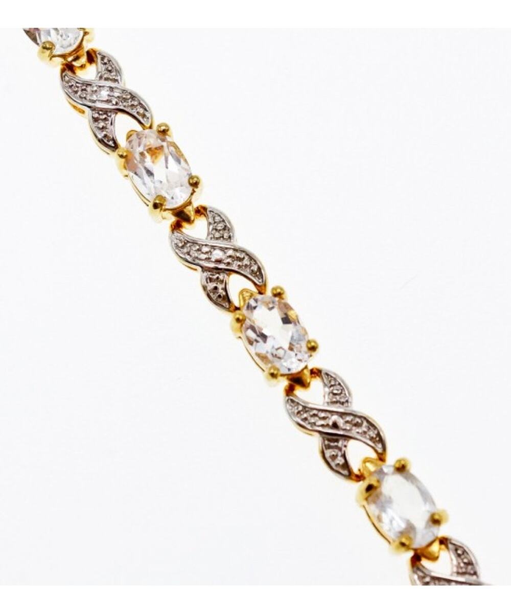 925 Sterling Silver Gold Plated Aquamarine Bracelet